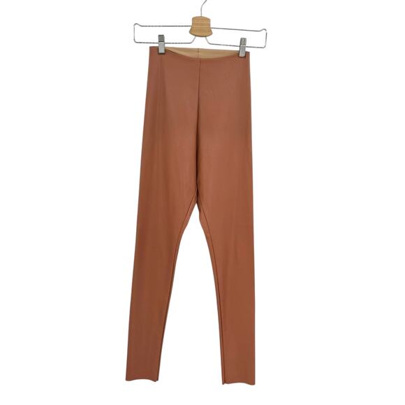 Commando Faux Leather Leggings Skinny‎ Coated Smoothing Tan Brown Size Small - Picture 2 of 9